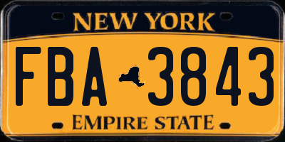 NY license plate FBA3843