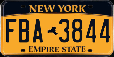 NY license plate FBA3844