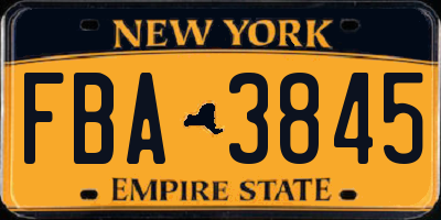 NY license plate FBA3845