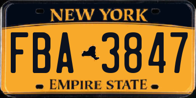 NY license plate FBA3847
