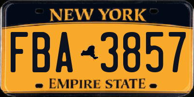NY license plate FBA3857