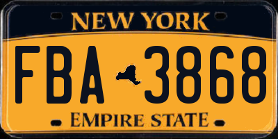NY license plate FBA3868