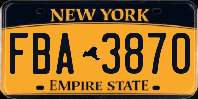 NY license plate FBA3870