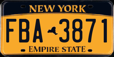 NY license plate FBA3871