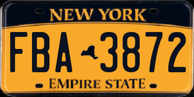 NY license plate FBA3872