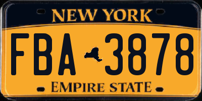 NY license plate FBA3878