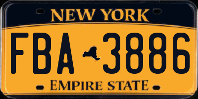 NY license plate FBA3886