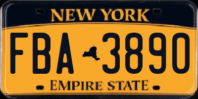 NY license plate FBA3890