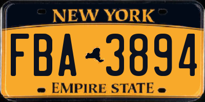 NY license plate FBA3894