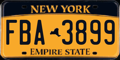 NY license plate FBA3899