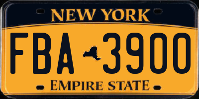 NY license plate FBA3900
