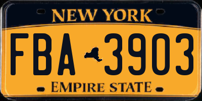 NY license plate FBA3903