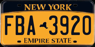 NY license plate FBA3920