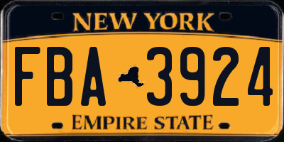 NY license plate FBA3924