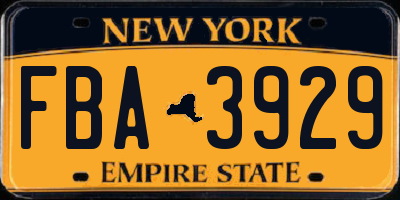 NY license plate FBA3929