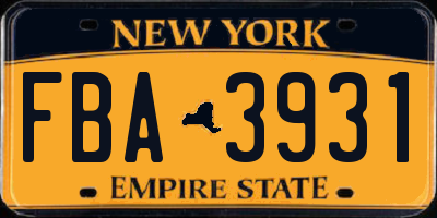 NY license plate FBA3931