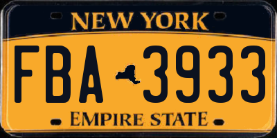 NY license plate FBA3933