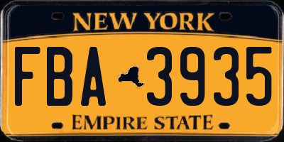 NY license plate FBA3935