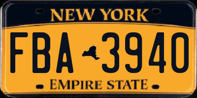 NY license plate FBA3940