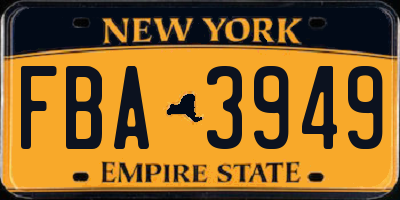 NY license plate FBA3949