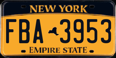 NY license plate FBA3953