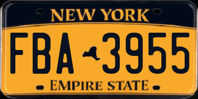 NY license plate FBA3955