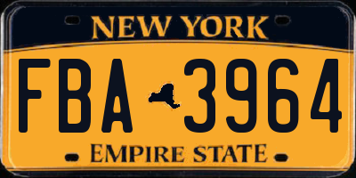 NY license plate FBA3964