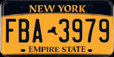 NY license plate FBA3979