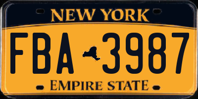 NY license plate FBA3987
