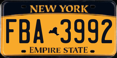 NY license plate FBA3992