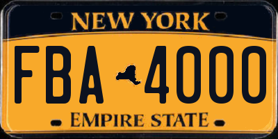 NY license plate FBA4000