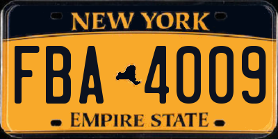 NY license plate FBA4009