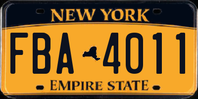 NY license plate FBA4011