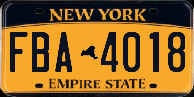 NY license plate FBA4018