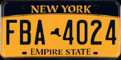 NY license plate FBA4024