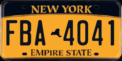 NY license plate FBA4041