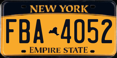 NY license plate FBA4052