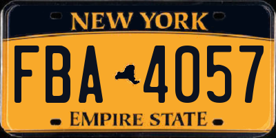 NY license plate FBA4057