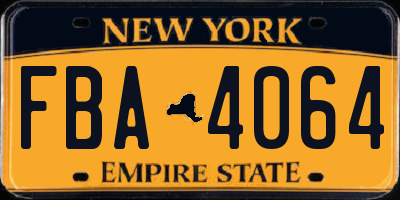 NY license plate FBA4064