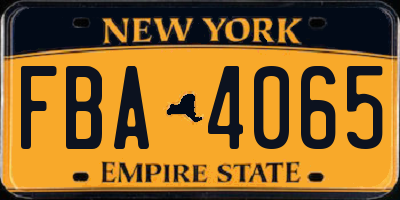 NY license plate FBA4065