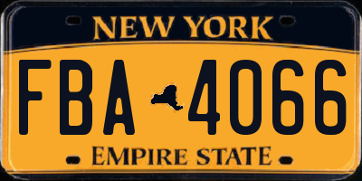 NY license plate FBA4066