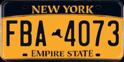NY license plate FBA4073