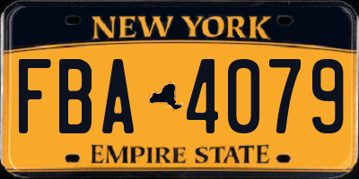 NY license plate FBA4079