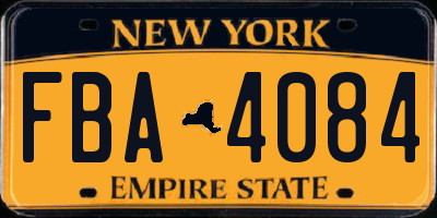 NY license plate FBA4084