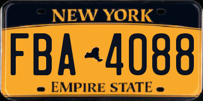 NY license plate FBA4088