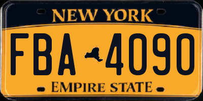 NY license plate FBA4090