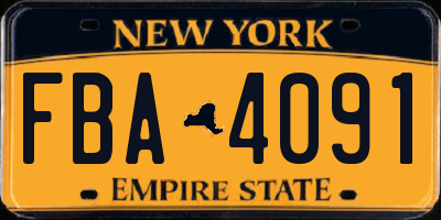 NY license plate FBA4091