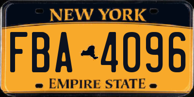 NY license plate FBA4096