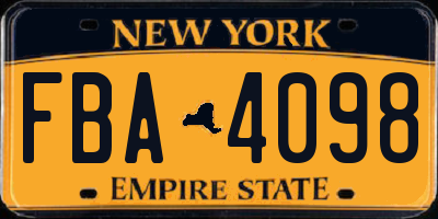 NY license plate FBA4098