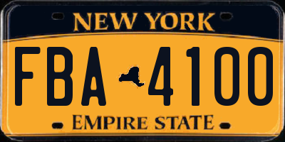 NY license plate FBA4100